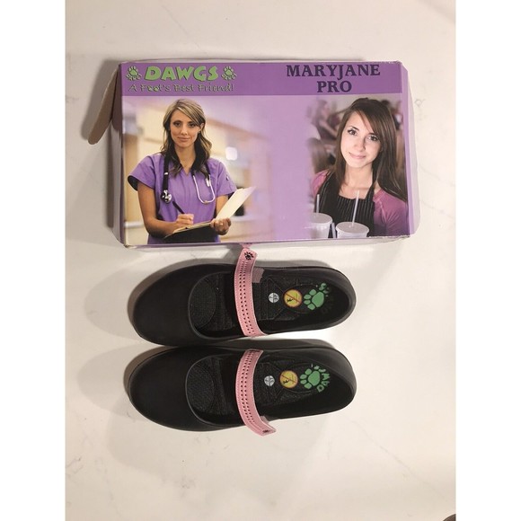 Dawgs Women’s Pro Casual Round Toe Comfort Black/Pink Mary Janes Shoes Size 7 - Picture 5 of 8
